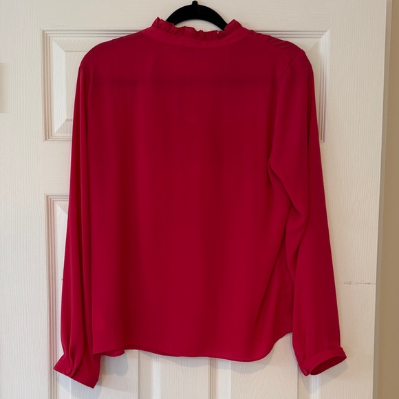 J. Crew Raspberry Pink Ruffle Blouse - Picture 3 of 5